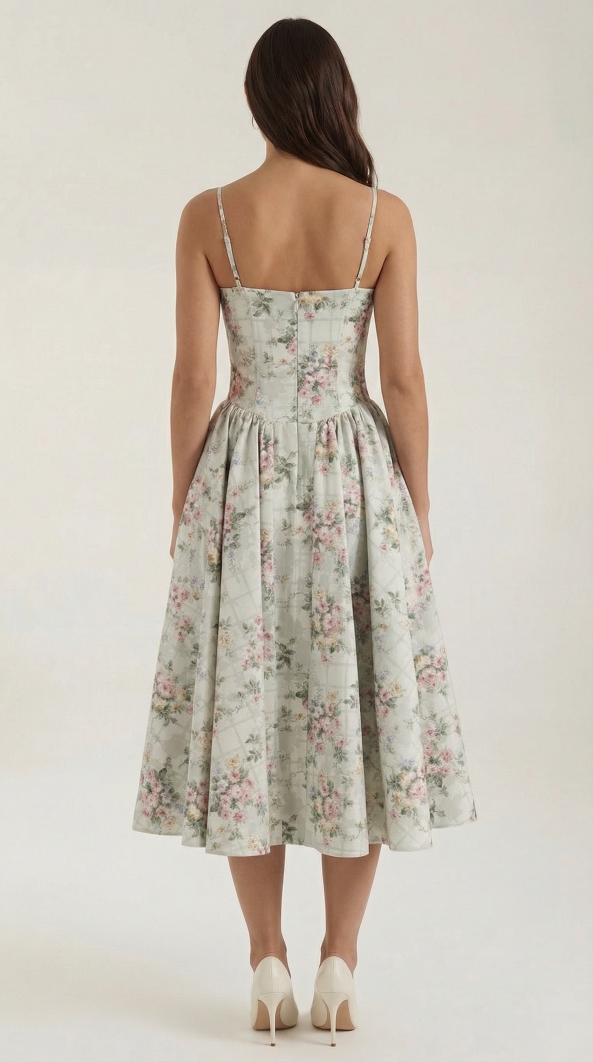 Kacob | Women's Floral Corset Midi Dress