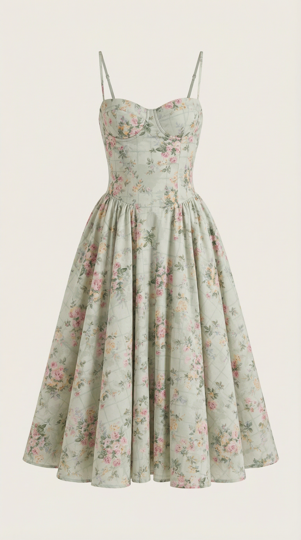 Kacob | Women's Floral Corset Midi Dress