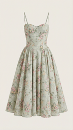 Kacob | Women's Floral Corset Midi Dress