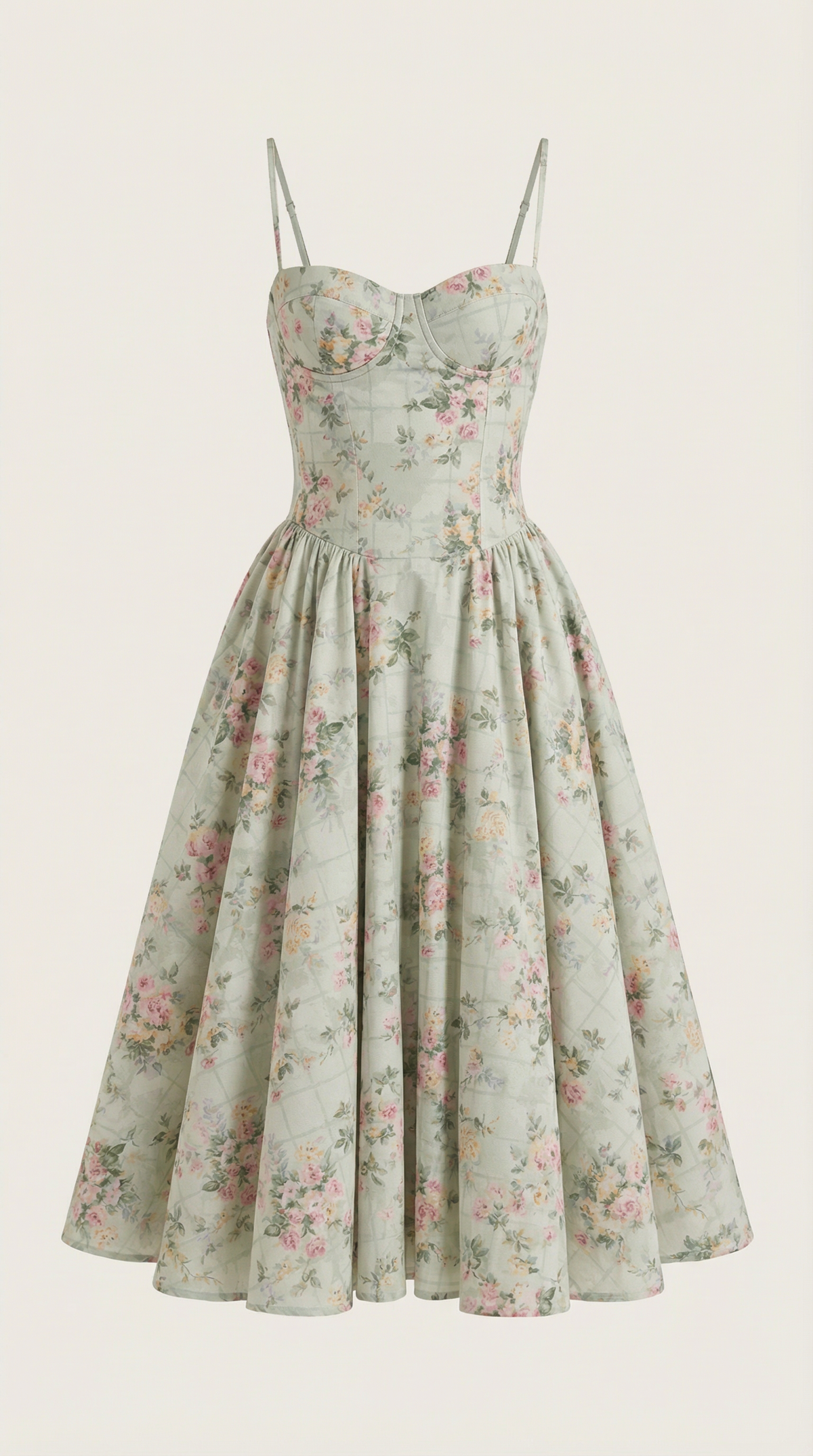 Kacob | Women's Floral Corset Midi Dress