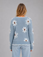 Kacob | Women's Floral V-Neck Knitted Jumper