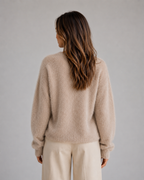 Kacob | Women's Fluffy Knit Button Front V-Neck Cardigan