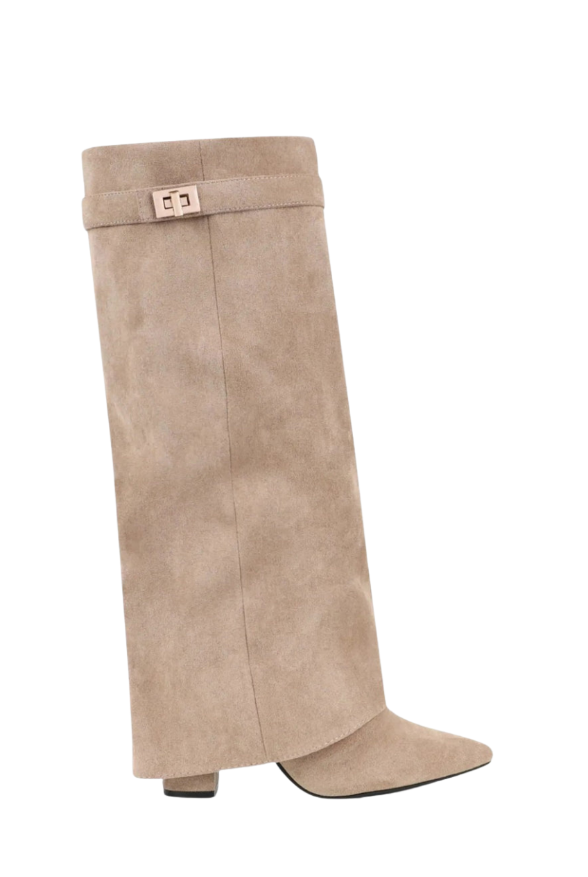 Kacob | Women's Fold-Over Buckle Knee High Boots