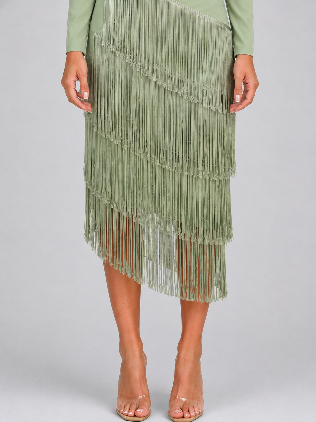 Kacob | Women's Fringe Long Sleeve Occasion Midi Dress
