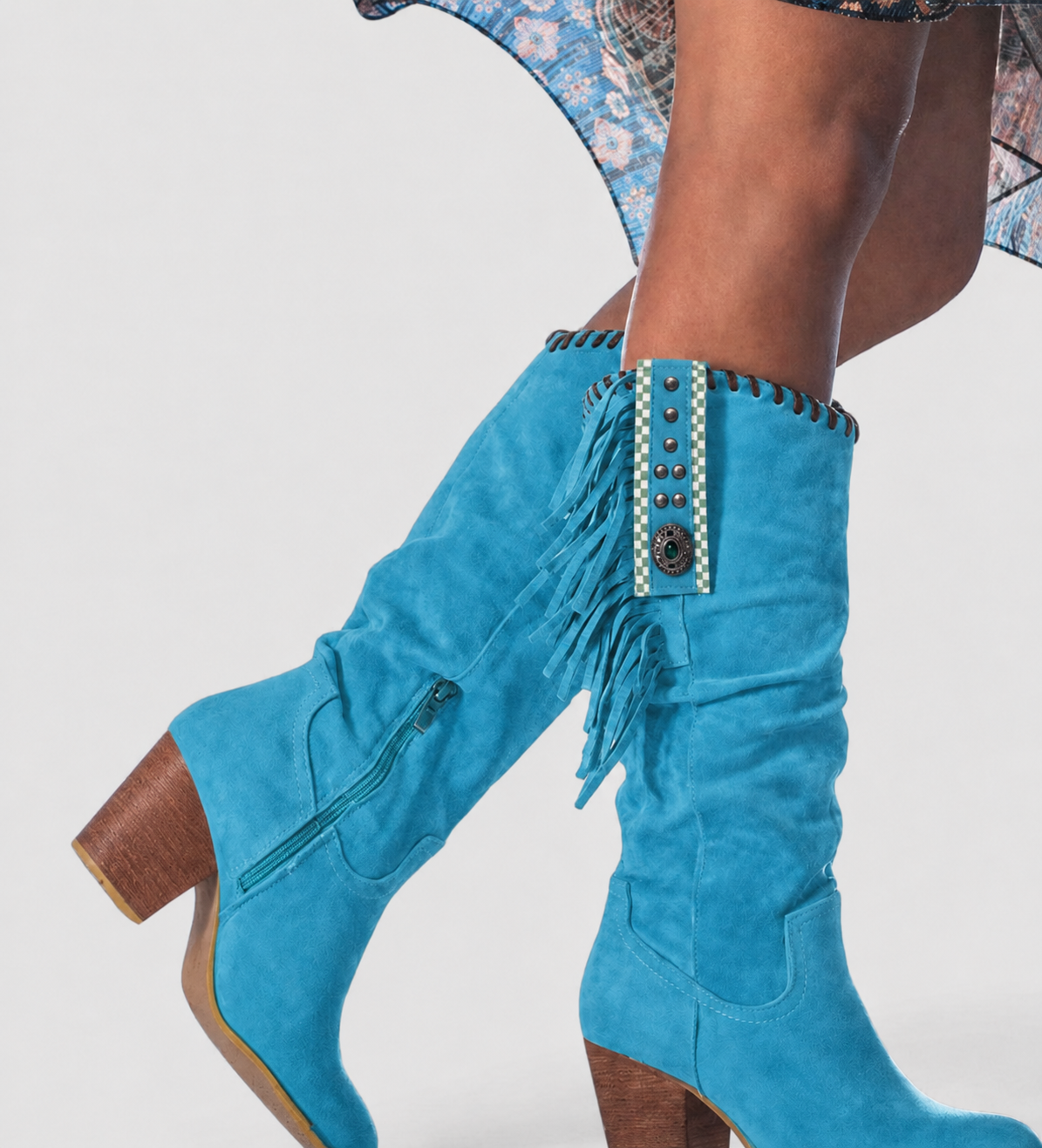 Kacob | Women's Fringe Trim Slouch Western Boots
