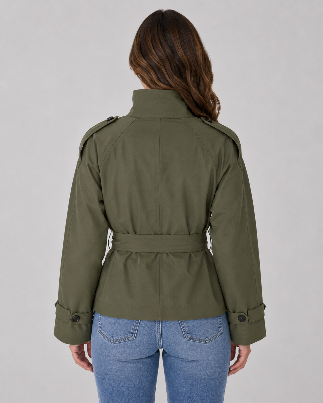 Kacob | Women's Funnel Neck Cropped Trench Coat
