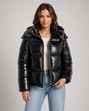 Kacob | Women's Glossy Cropped Puffer Jacket