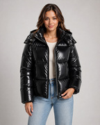 Kacob | Women's Glossy Cropped Puffer Jacket