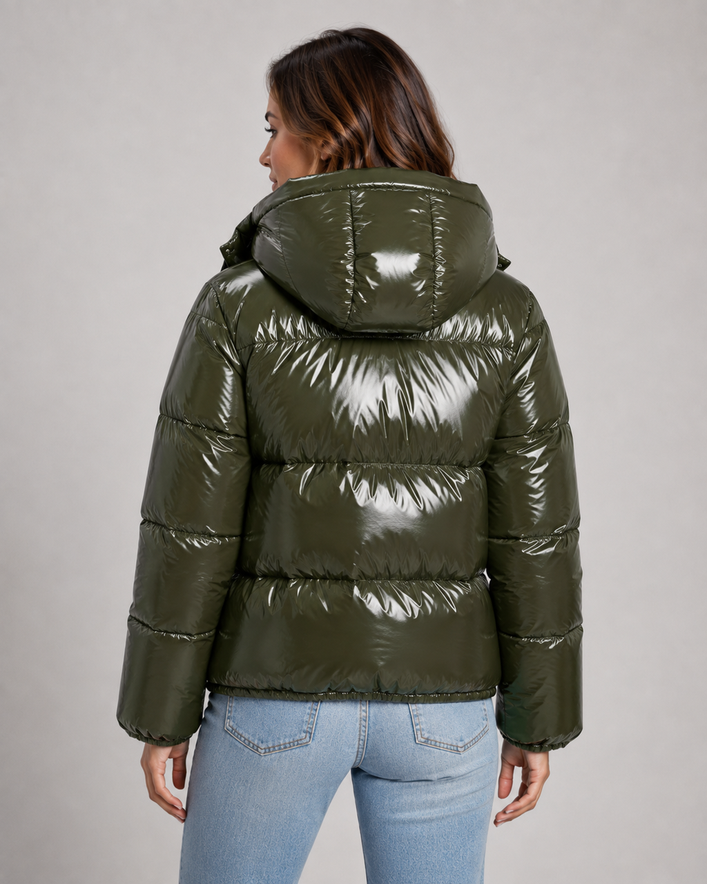 Kacob | Women's Glossy Cropped Puffer Jacket
