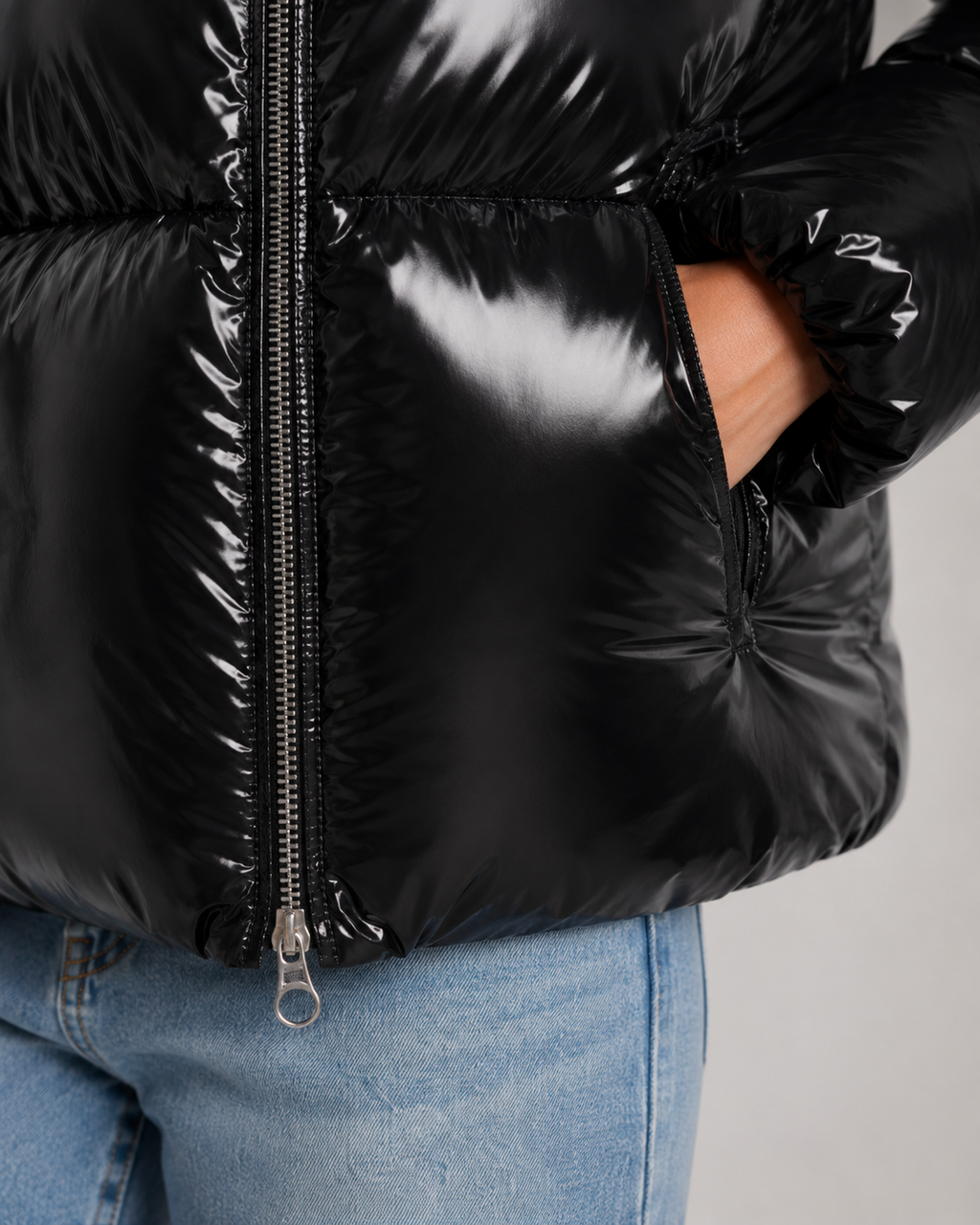 Kacob | Women's Glossy Cropped Puffer Jacket