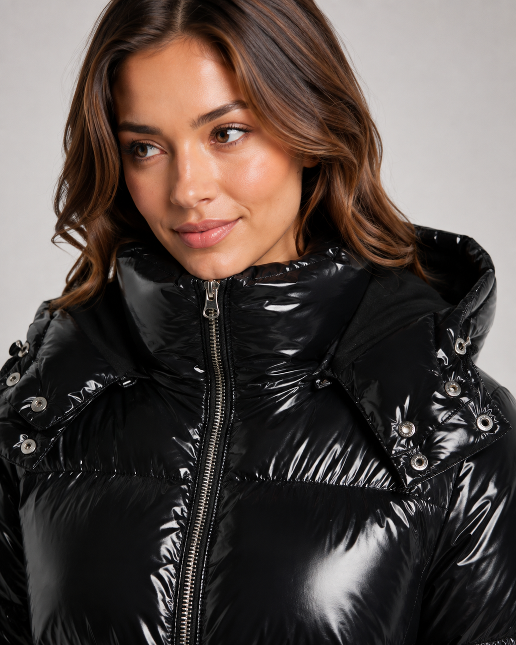 Kacob | Women's Glossy Cropped Puffer Jacket