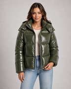 Kacob | Women's Glossy Cropped Puffer Jacket