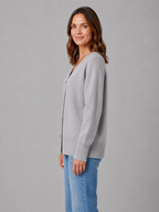 Kacob | Women's Heart Button V-Neck Knit Cardigan