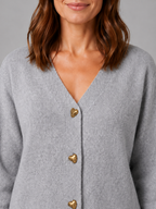 Kacob | Women's Heart Button V-Neck Knit Cardigan