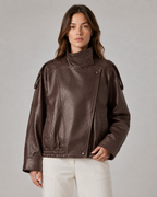 Kacob | Women's High Collar Faux Leather Jacket