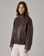 Kacob | Women's High Collar Faux Leather Jacket