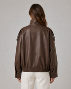 Kacob | Women's High Collar Faux Leather Jacket