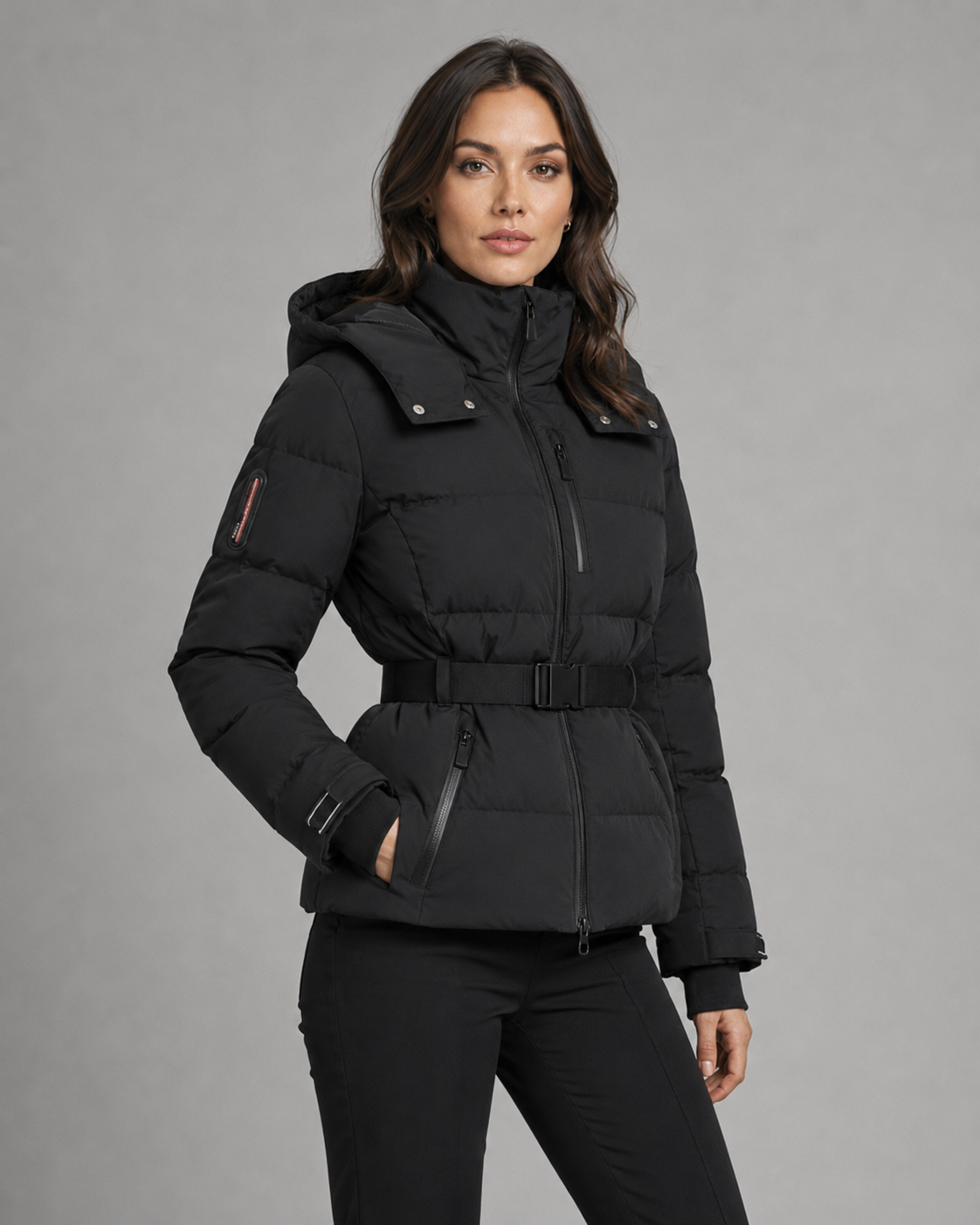 Kacob | Women's Hooded Belted Puffer Jacket