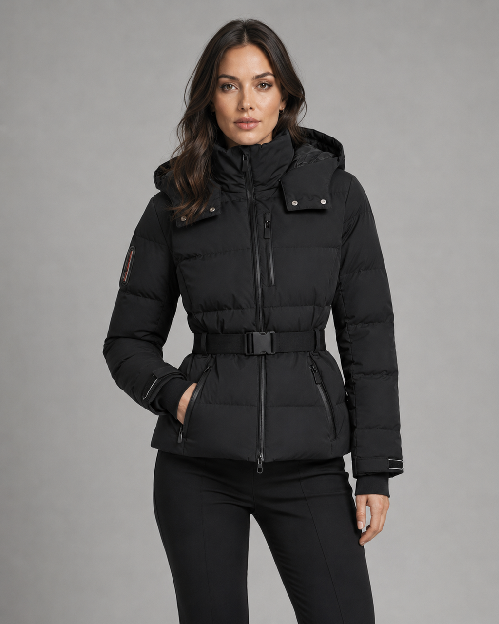Kacob | Women's Hooded Belted Puffer Jacket