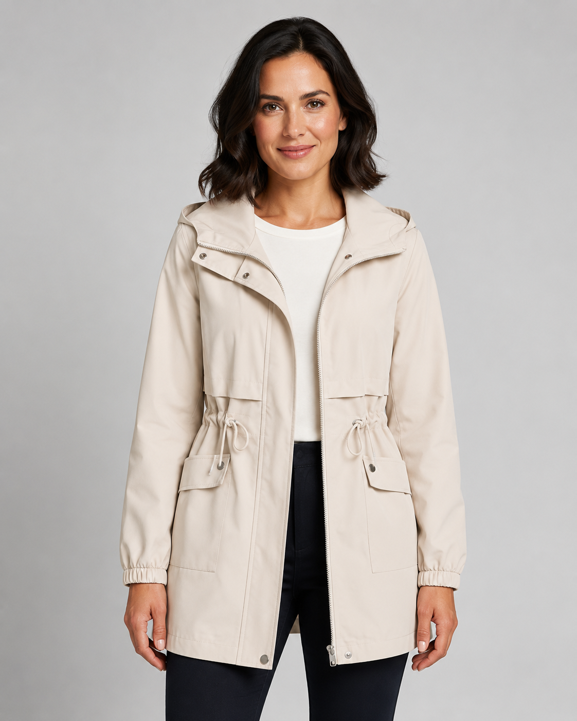 Kacob | Women's Hooded Drawstring Trench Coat