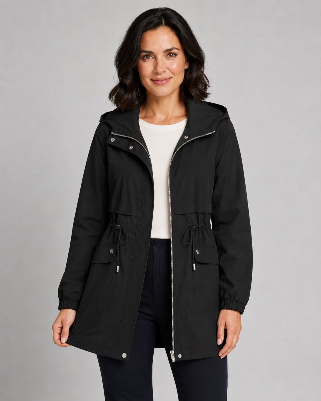 Kacob | Women's Hooded Drawstring Trench Coat