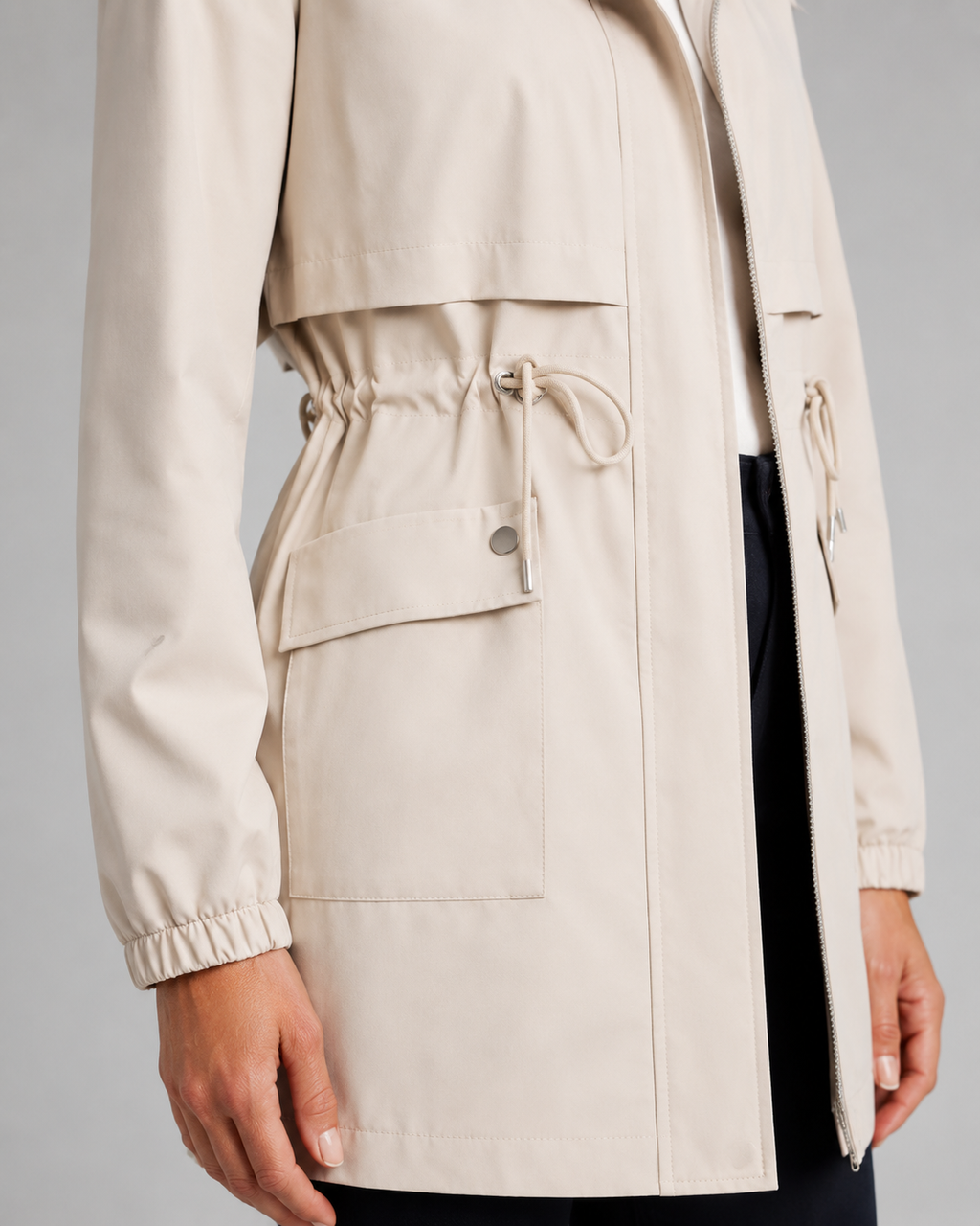Kacob | Women's Hooded Drawstring Trench Coat