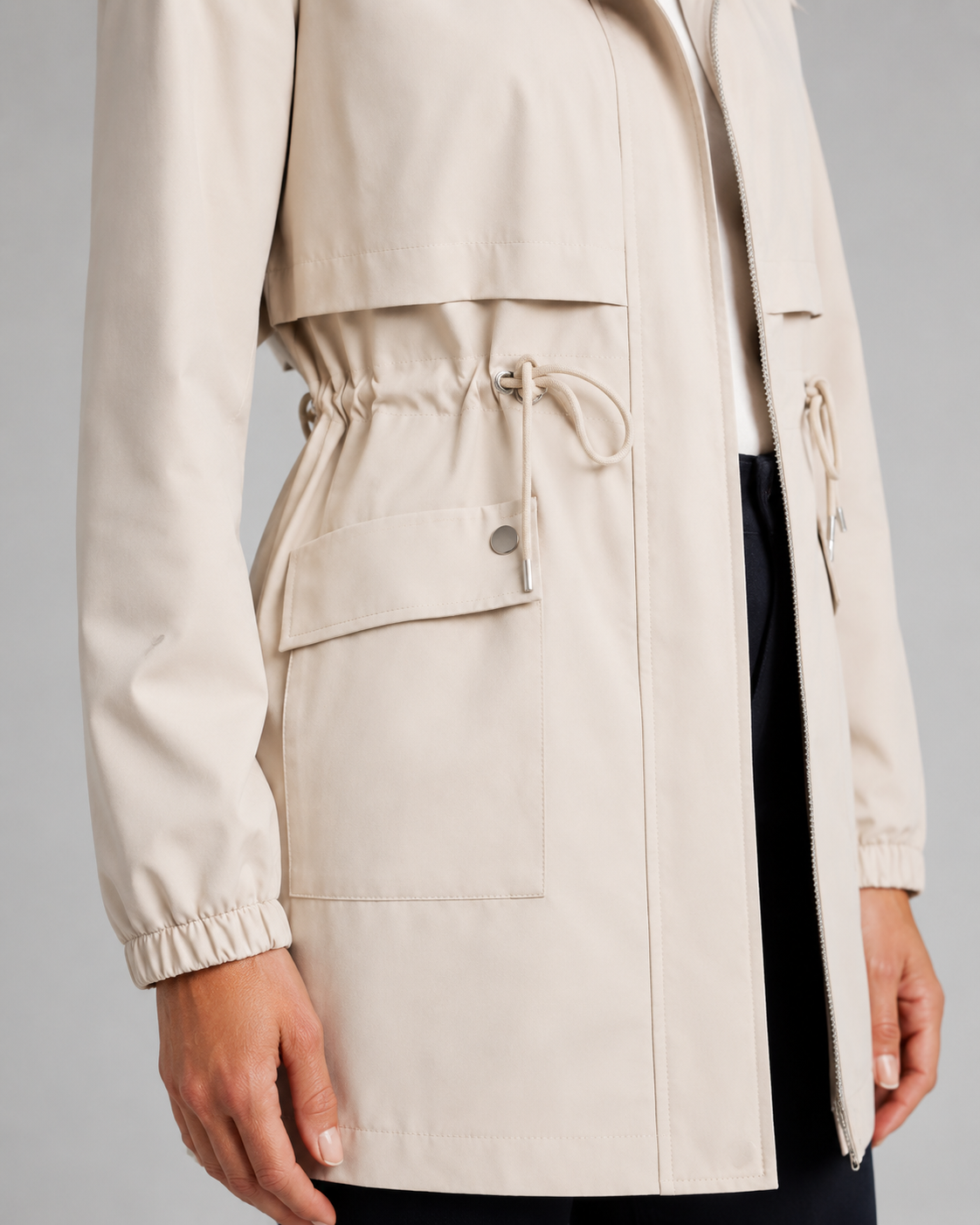Kacob | Women's Hooded Drawstring Trench Coat