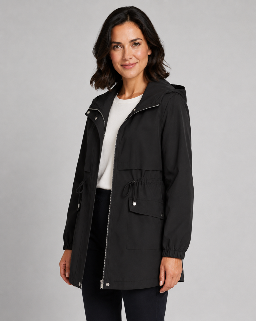 Kacob | Women's Hooded Drawstring Trench Coat