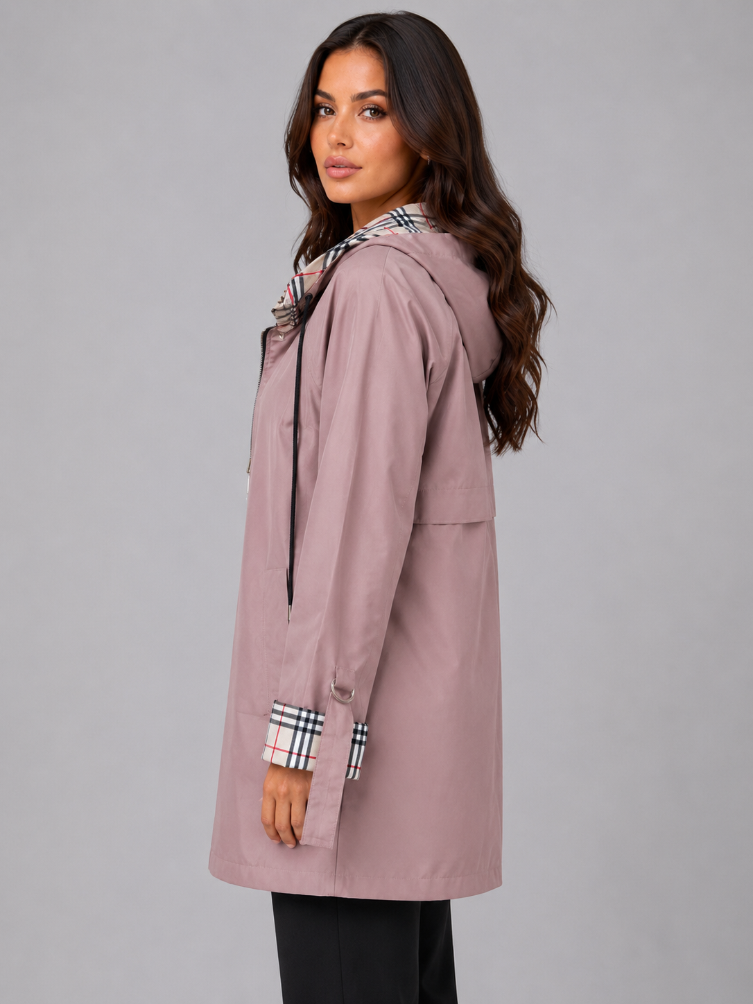 Kacob | Women's Hooded Longline Zip-Up Rain Coat