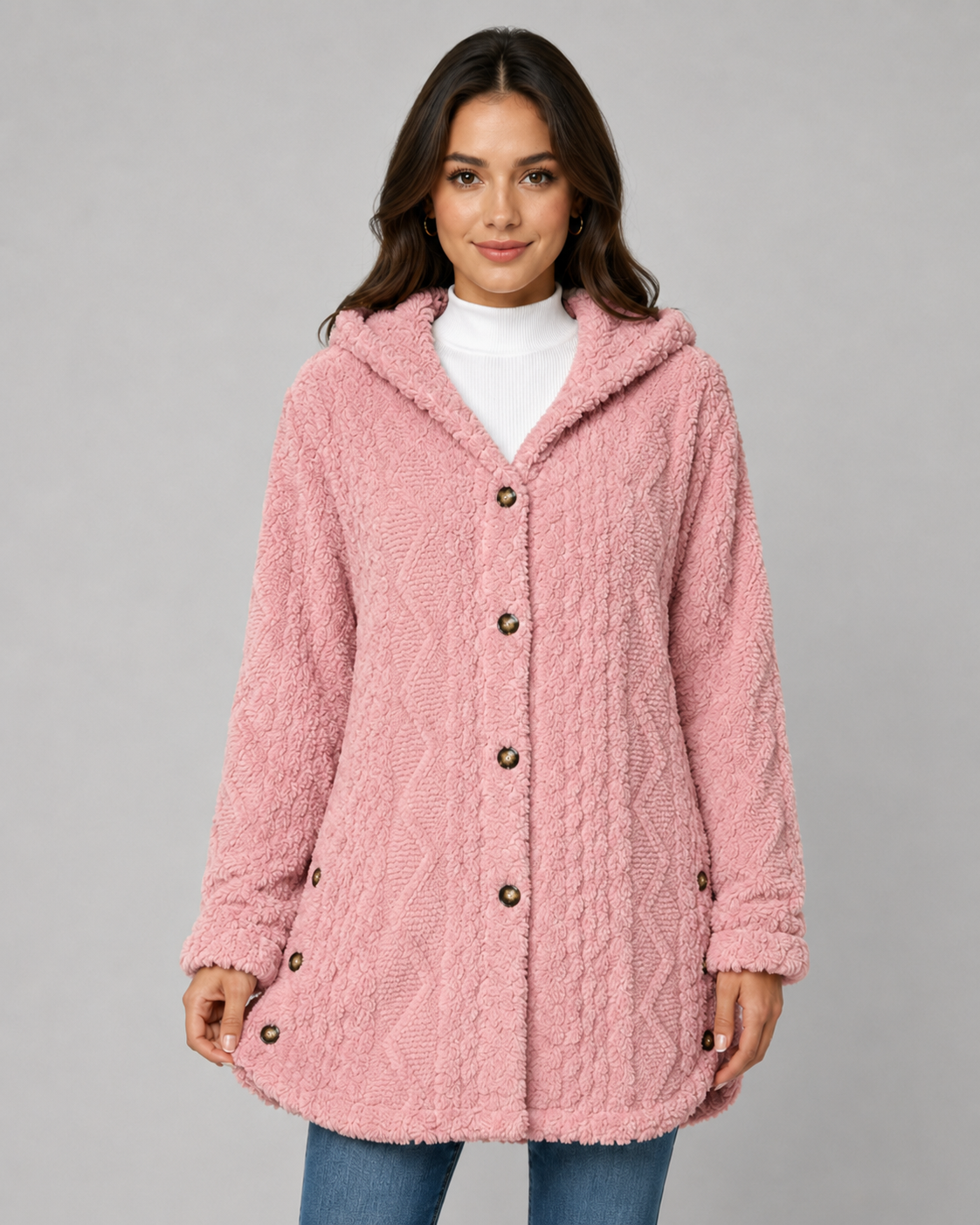 Kacob | Women's Hooded Teddy Fleece Jacket