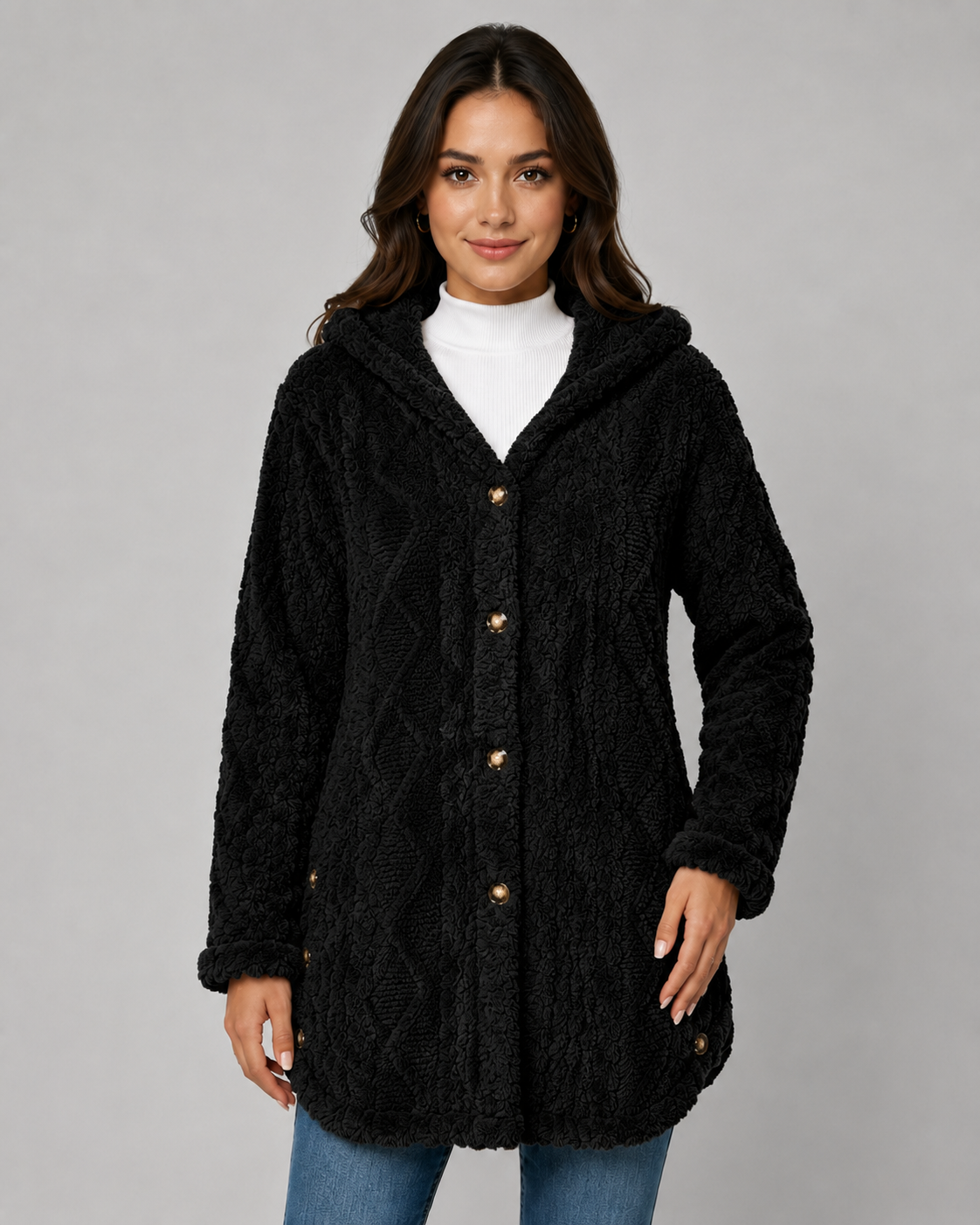 Kacob | Women's Hooded Teddy Fleece Jacket