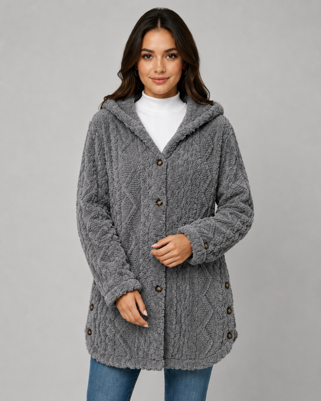 Kacob | Women's Hooded Teddy Fleece Jacket