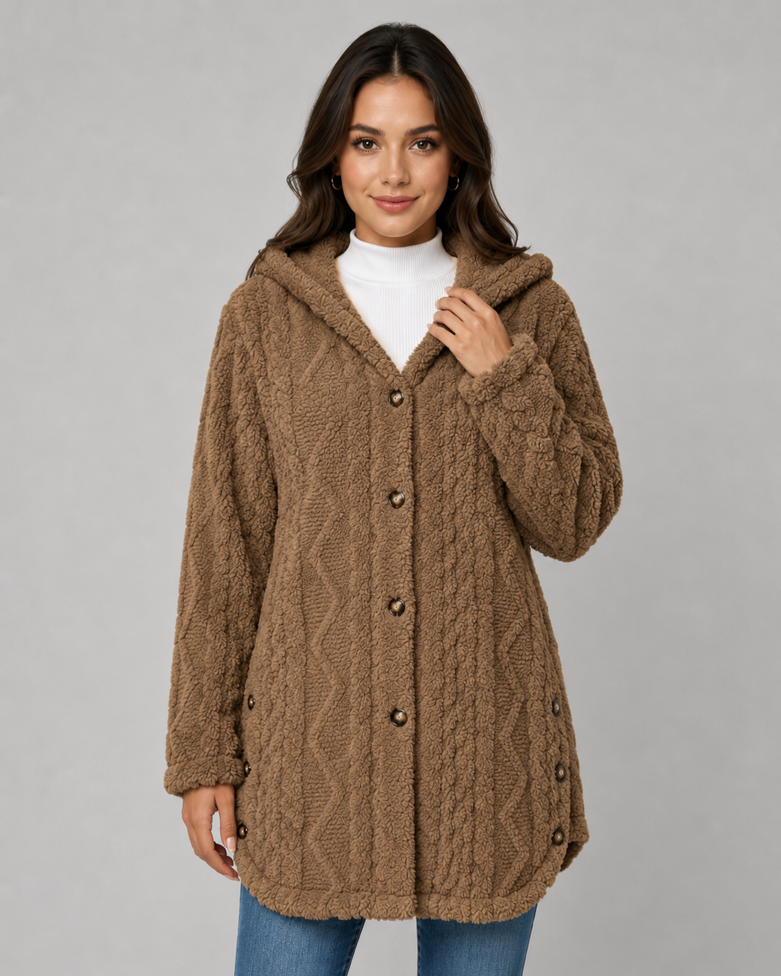 Kacob | Women's Hooded Teddy Fleece Jacket