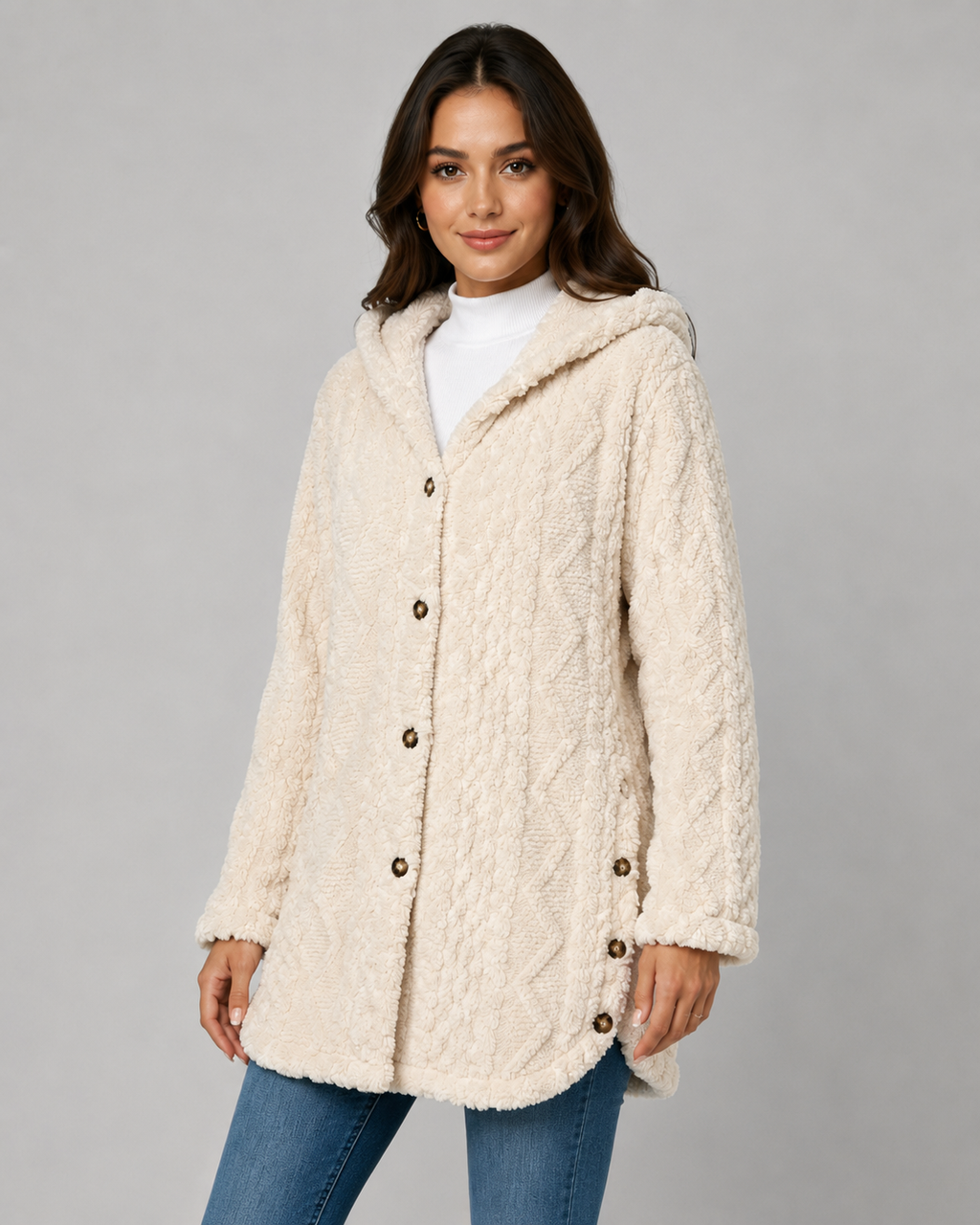 Kacob | Women's Hooded Teddy Fleece Jacket