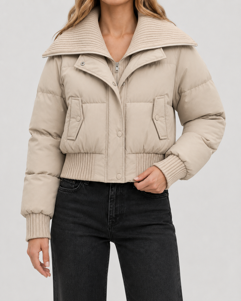Kacob | Women's Knit Collar Cropped Puffer Jacket