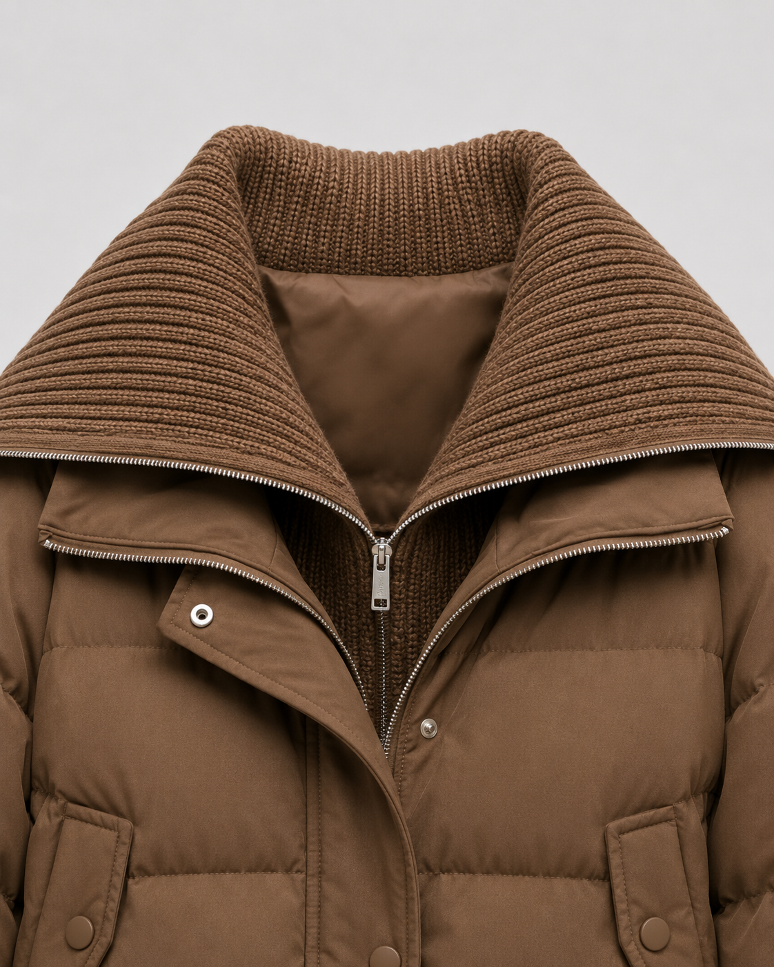 Kacob | Women's Knit Collar Cropped Puffer Jacket