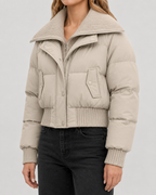 Kacob | Women's Knit Collar Cropped Puffer Jacket
