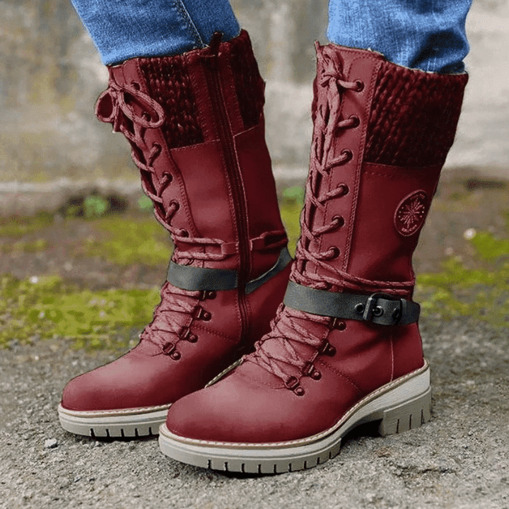 Kacob | Women's Knit Cuff Lace-Up Winter Boots