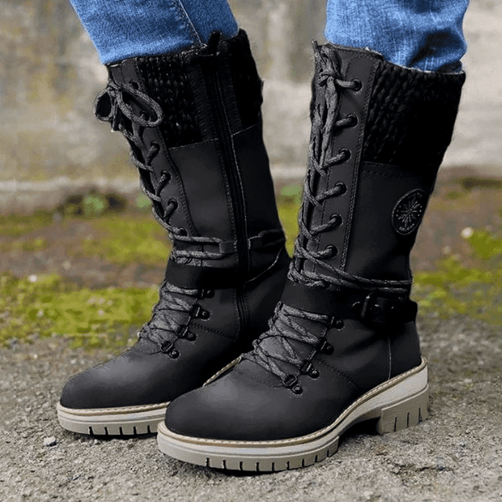 Kacob | Women's Knit Cuff Lace-Up Winter Boots