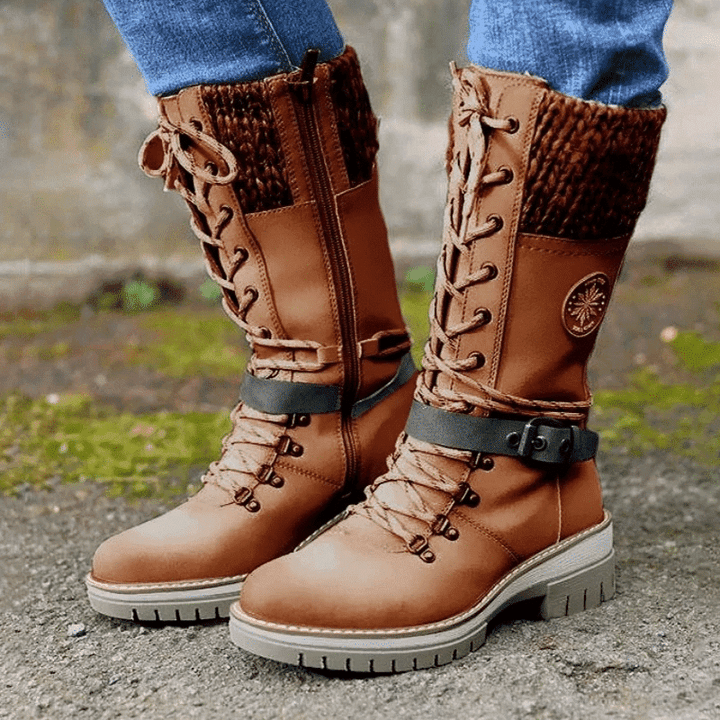 Kacob | Women's Knit Cuff Lace-Up Winter Boots