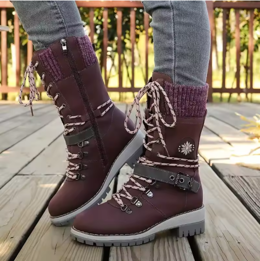 Kacob | Women's Knit Cuff Lace-Up Winter Boots