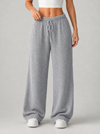 Kacob | Women's Knitted High Waist Drawstring Wide Leg Trousers