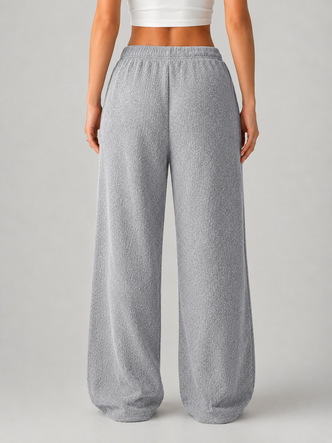 Kacob | Women's Knitted High Waist Drawstring Wide Leg Trousers