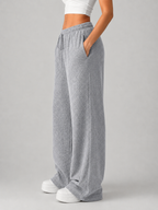 Kacob | Women's Knitted High Waist Drawstring Wide Leg Trousers