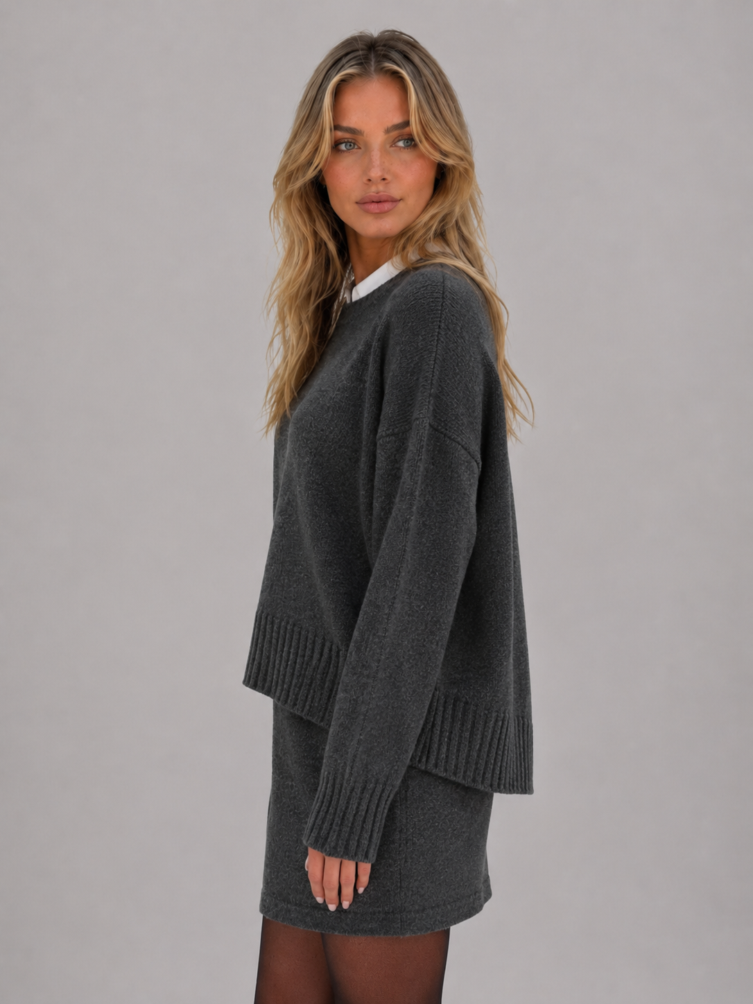 Kacob | Women's Knitted Jumper & Mini Skirt Co-Ord Set