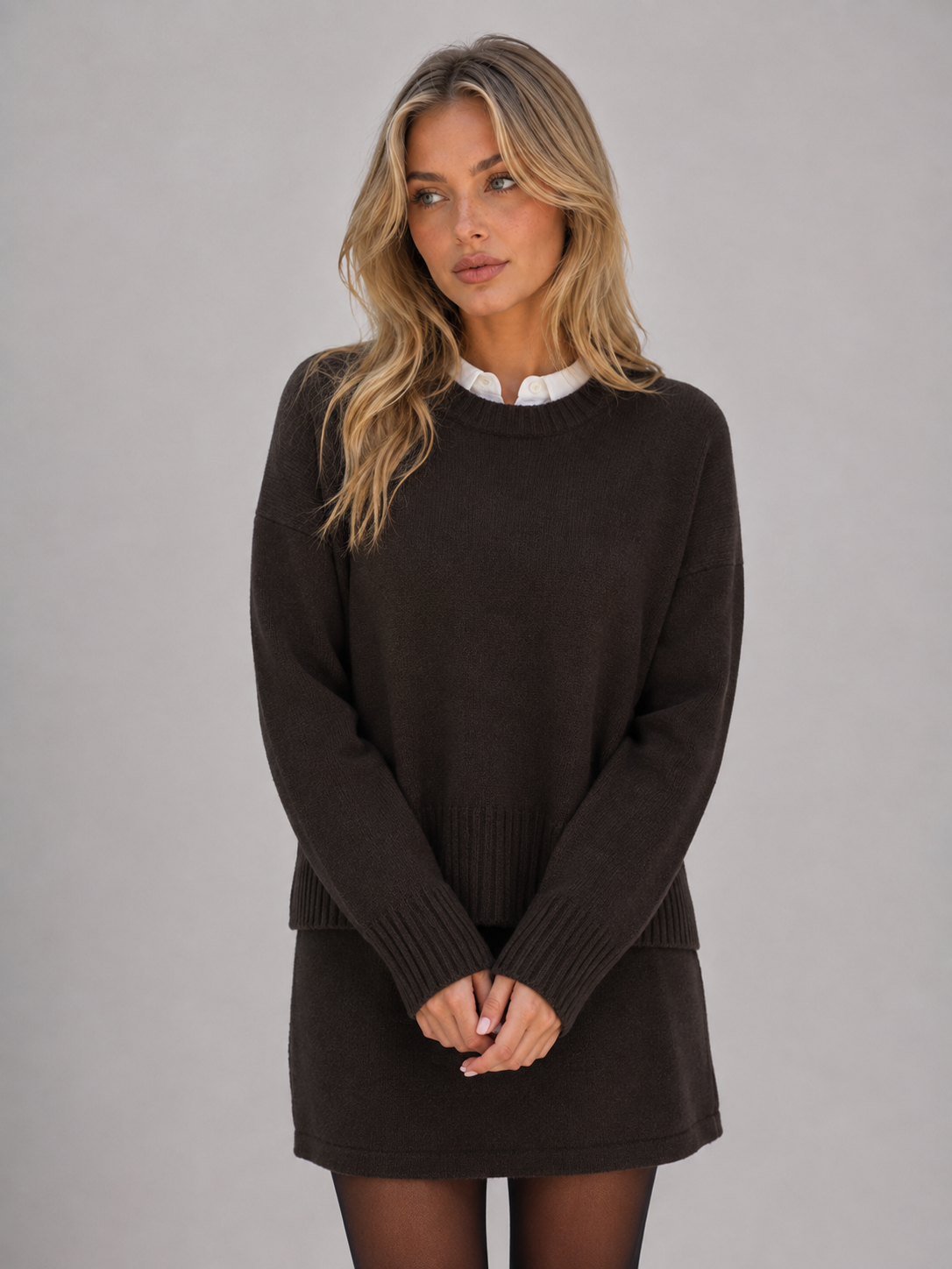 Kacob | Women's Knitted Jumper & Mini Skirt Co-Ord Set