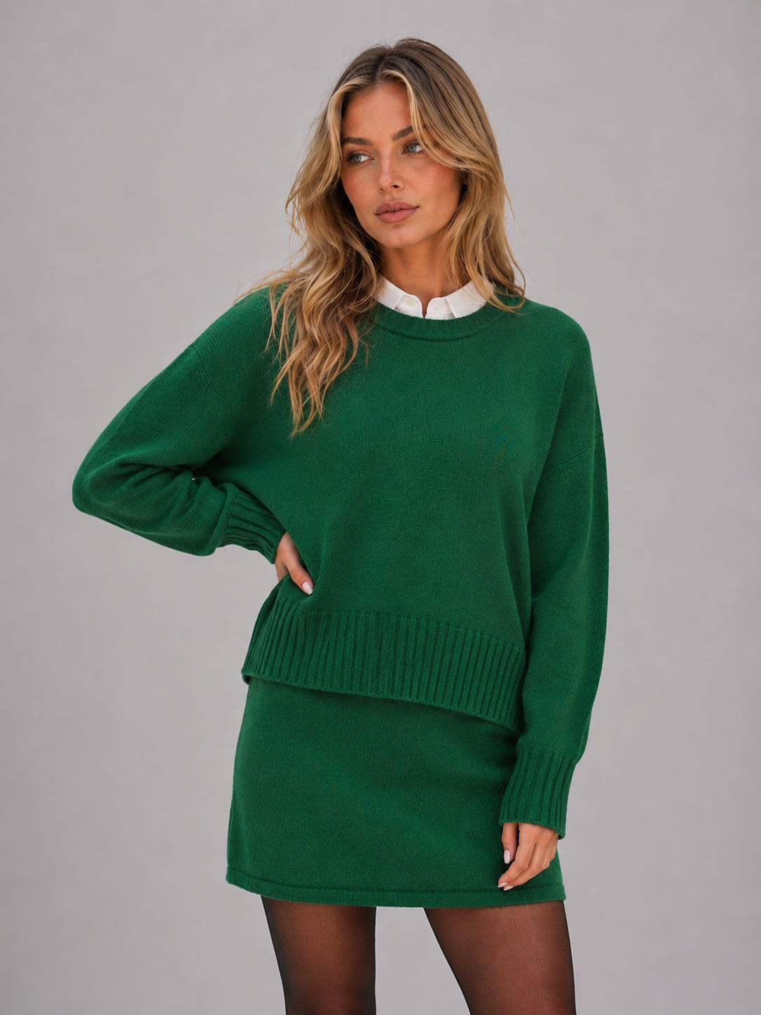 Kacob | Women's Knitted Jumper & Mini Skirt Co-Ord Set