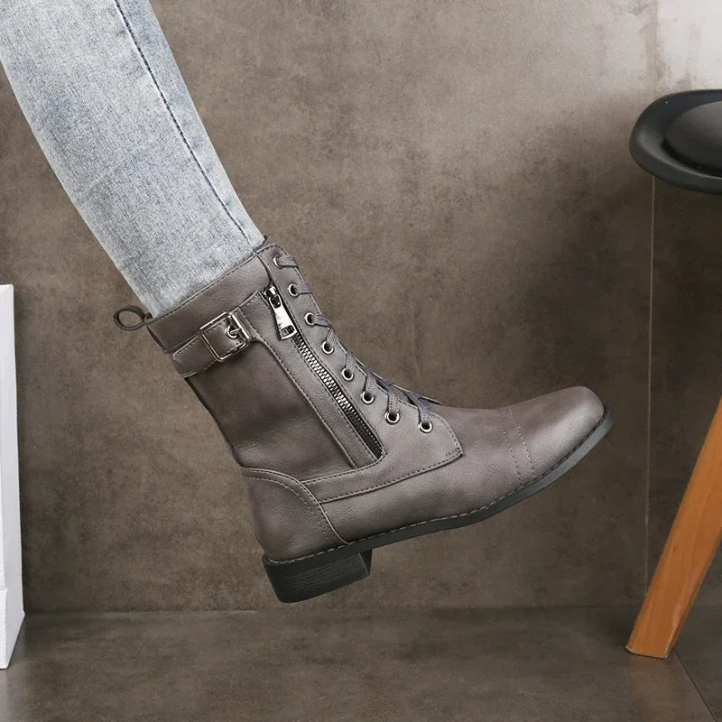 Kacob | Women's Lace-Up Biker Ankle Boots