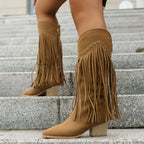 Kacob | Women's Layered Fringe Western Boots