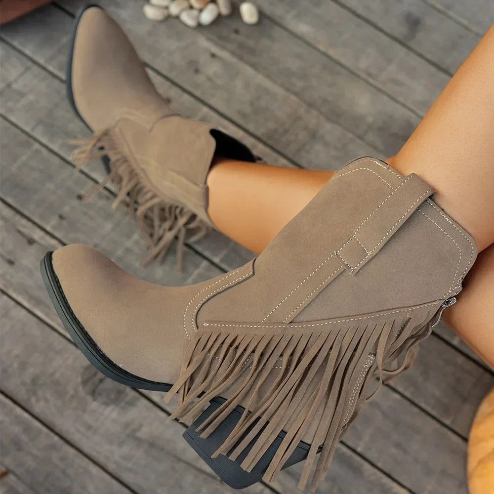 Kacob | Women's Layered Fringe Western Boots